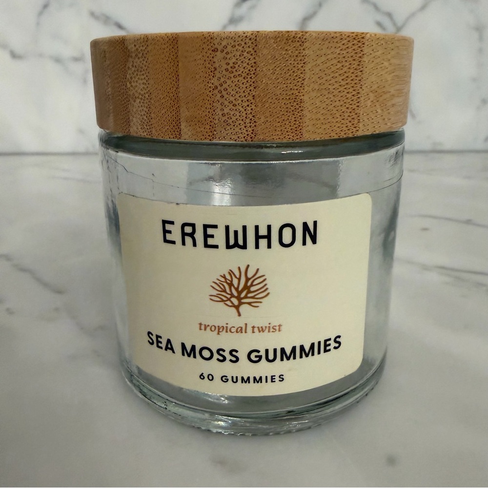EREWHON Glass 14oz Jar Branded Lux Grocery Store Empty Reusable Wooden Lid Jar
